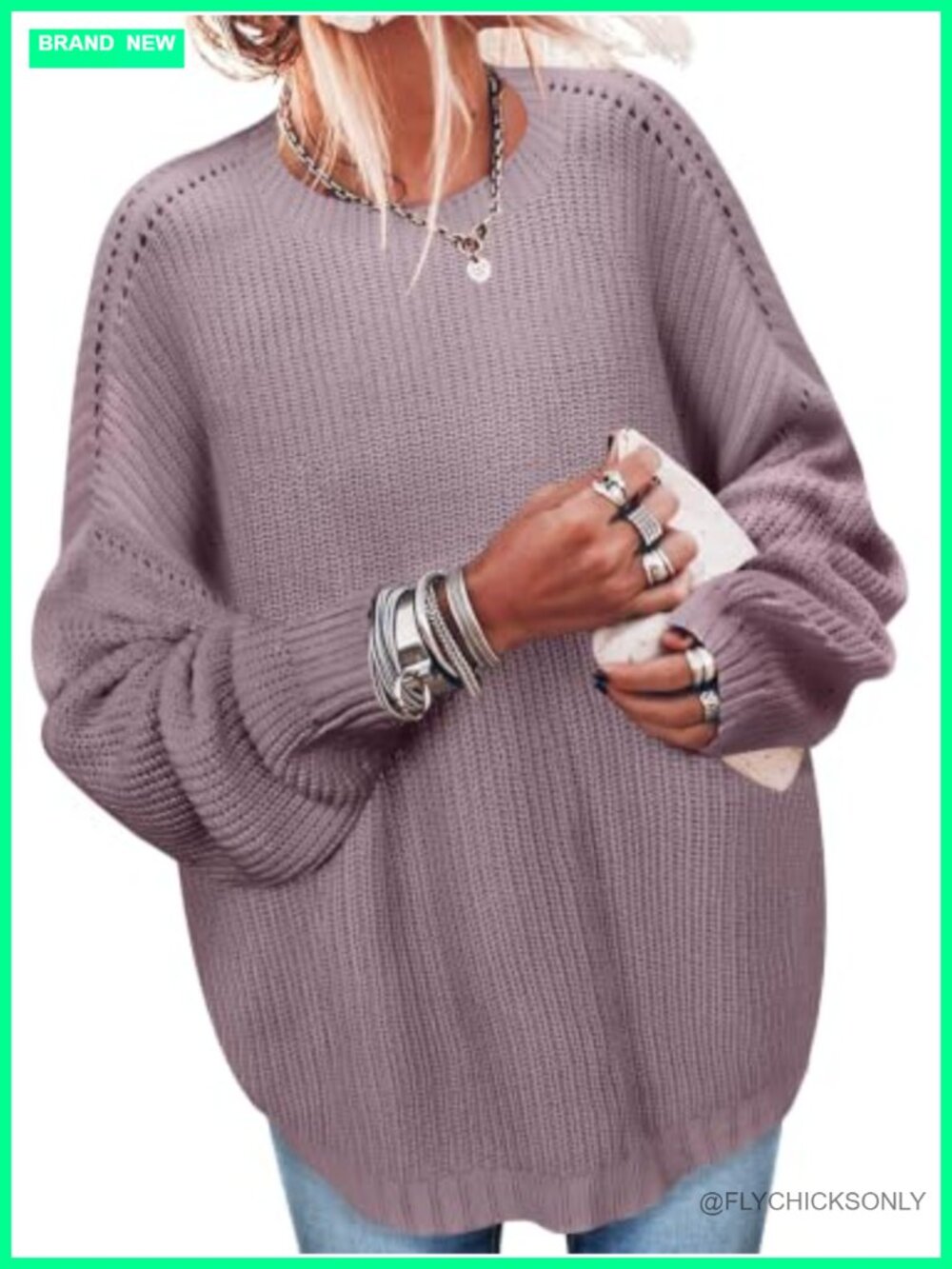 Women's Oversized Knit Ribbed Pullover Tunic Sweater